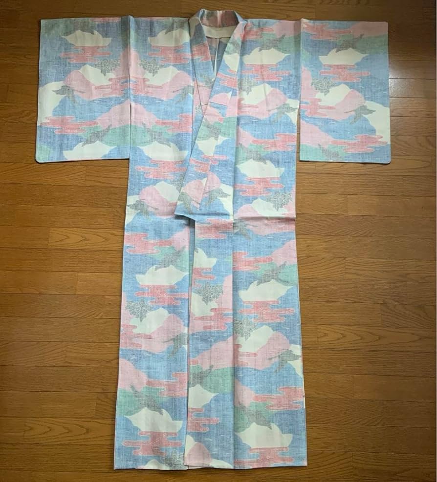 Amazon.co.jp: 着物 浴衣 白鳥 雲 夕焼け 空 夏着物 訪問着